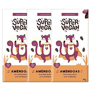Kit 3 Chocolate Branco C/ Amêndoas Super Vegan 95g - Vegano