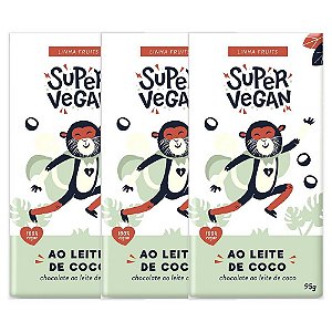 Kit 3 Chocolate ao Leite de Coco Super Vegan 95g - Vegano