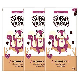 Kit 3 Chocolate ao Leite de Arroz C/ Avelãs Super Vegan 95g