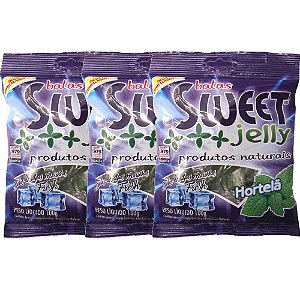 Kit 3 Balas Algas Marinhas Hortelã Sweet Jelly 100g Vegano