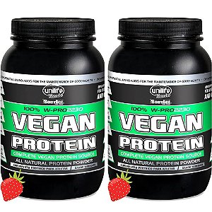 Kit 2 Vegan Protein W-Pro sabor Morango Unilife 900g Vegano