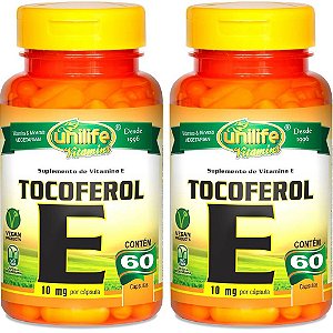 Kit 2 Vitamina E Tocoferol Unilife 60 cápsulas - Vegano