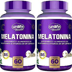 Kit 2 Melatonina e Viamina B6 Unilife 60 cápsulas - Vegano