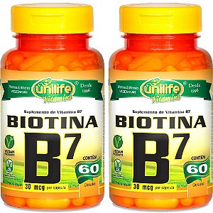 Kit 2 Vitamina B7 Biotina Unilife 60 cápsulas - Vegano