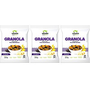Kit 3 Granola Sem Glúten Chia Banana Vitalin 200g - Vegano