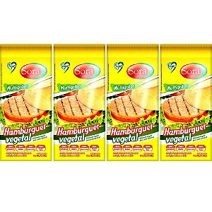 Kit 4 Hambúrguer Vegetal Carne Branca Sora 110g - Vegano