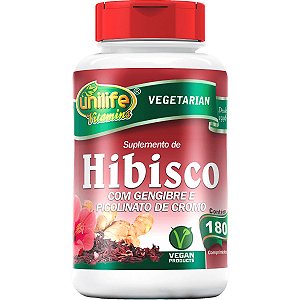 Hibisco C/ Gengibre e Picolinato Cromo Unilife 180 Comp.