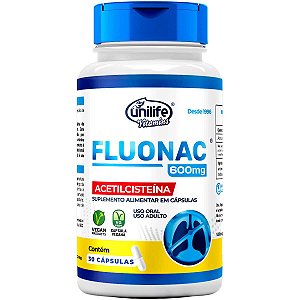 Fluonac 600mg Acetilcisteína Unilife 30 Cápsulas - Vegano