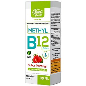 Methyl Vitamina B12 Gotas Sabor Morango Unilife 30ml Vegano