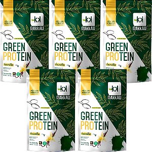 Kit 5 Green Protein (Proteína Vegana) Baunilha Rakkau 600g