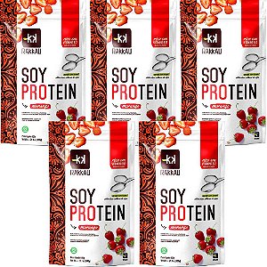 Kit 5 Soy Protein Morango Rakkau 600g Vegano - Proteína Soja