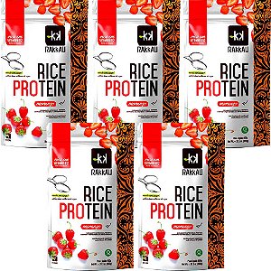 Kit 5 Rice Protein Morango Rakkau 600g Vegano Proteína Arroz