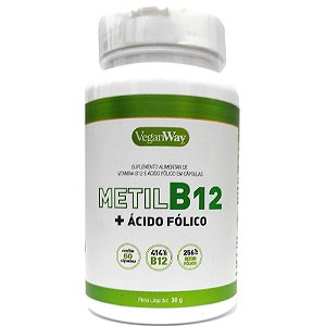 Vitamina B12 Metilcobalamina + Ácido Fólico VeganWay 60 cápsulas