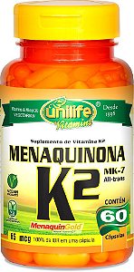 Vitamina K2 Menaquinona (MenaquinGold MK-7) Unilife 60 cápsulas - Vegano
