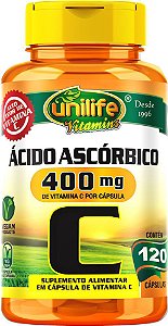 Vitamina C Ácido Ascórbico Unilife 120 cápsulas