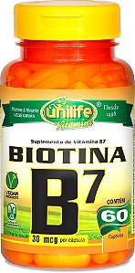 Vitamina B7 Biotina Unilife 60 cápsulas