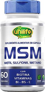 MSM + Biotina e Vitaminas B1, B5 e C Unilife 60 Cápsulas