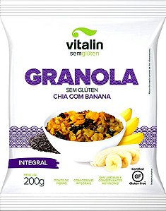 Granola Sem Glúten Integral Chia Banana Vitalin 200g - Vegano