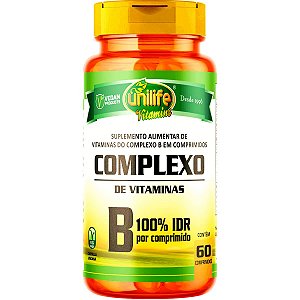 Complexo B (B1, B2, B3, B5, B6, B7, B9 e B12) Unilife 60 comprimidos - Vegano