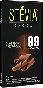 Chocolate Stévia Choco 99,9% Cacau Adoçado com Stévia Tudo Zero Leite 80g