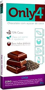 Chocolate Only4 com Chia Tudo Zero Leite 80g - Vegano