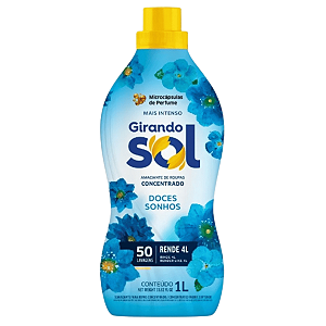 Amaciante Concentrado Doces Sonhos 1L Girando Sol – Rende até 50 Lavagens