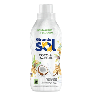 Amaciante Concentrado Coco e Baunilha 500ml Girando Sol – Rende Até 25 Lavagens