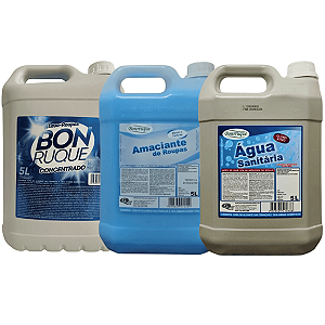 Combo Bonrruque 3x5L – Lava Roupas, Amaciante e Água Sanitária