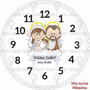 Base Fio de Malha Crochê Relógio Santinhos Sagrada Família 25cm