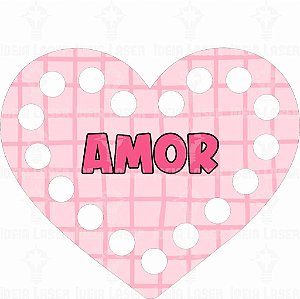 Base MDF Fio de Malha Crochê Chaveiro Coração Amor 8x7cm