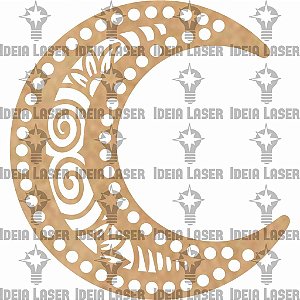 Base MDF Fio de Malha Crochê Lua Trabalhada 20cm