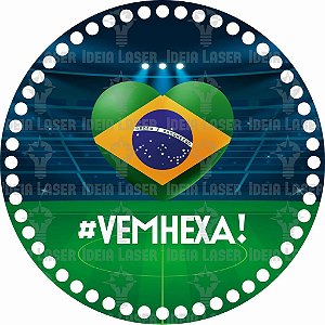 Base MDF Fio de Malha Crochê Redonda Estampada #VEMHEXA!