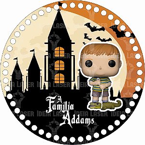 Base MDF Fio de Malha Crochê Redonda Estampada A Família Addams - Pugsley