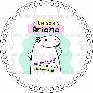 Base MDF Fio de Malha Crochê Redonda Estampada Flork Eu Sou Ariana