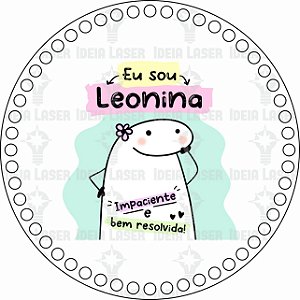 Base MDF Fio de Malha Crochê Redonda Estampada Flork Eu Sou Leonina