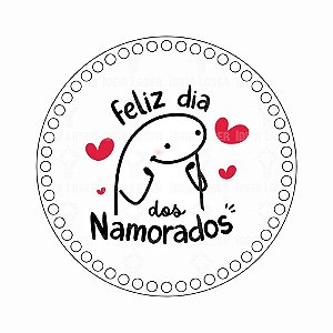 Base MDF Fio de Malha Crochê Redonda Estampada Flork Feliz Dia dos Namorados