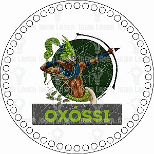 Base MDF Fio de Malha Crochê Redonda Estampada Orixás Oxóssi Mod3