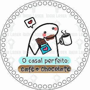 Base MDF Fio de Malha Crochê Redonda Flork O Casal Perfeito: Café e Chocolate