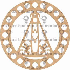 Base MDF Fio de Malha Crochê Redonda Nossa Senhora Aparecida