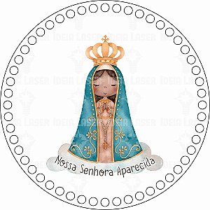 Base MDF Fio de Malha Crochê Redonda Santinhos - Nossa Senhora Aparecida Mod4