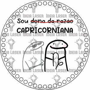 Base MDF Fio de Malha Crochê Redonda Sou Capricorniana Flork