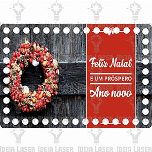 Base MDF Fio de Malha Crochê Retangular Estampada Feliz Natal e um Próspero Ano Novo