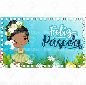 Base MDF Fio de Malha Crochê Retangular Estampada Feliz Páscoa Princesas Mod4