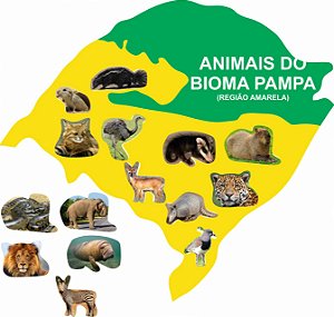 Jogo Educativo Mapa do RS com Animais do Bioma Pampa