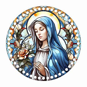 Base MDF Fio de Malha Crochê Vitral Nossa Senhora Mod3