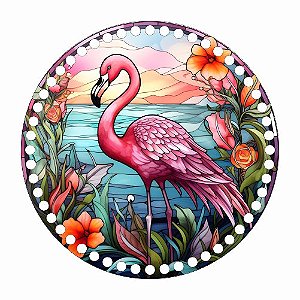 Base MDF Fio de Malha Crochê Vitral Flamingo Mod2