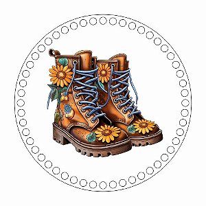 Base MDF Fio de Malha Crochê Botas Hippie