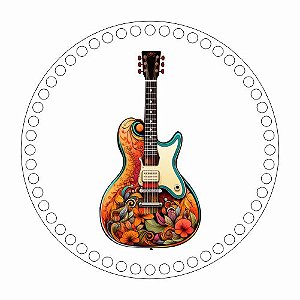 Base MDF Fio de Malha Crochê Guitarra Hippie