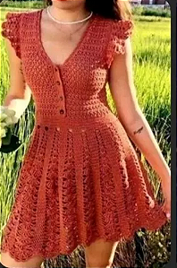 Vestido Crochê Alice Decote V