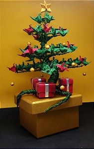 Árvore de Natal Bonsai na caixinha de madeira (M)